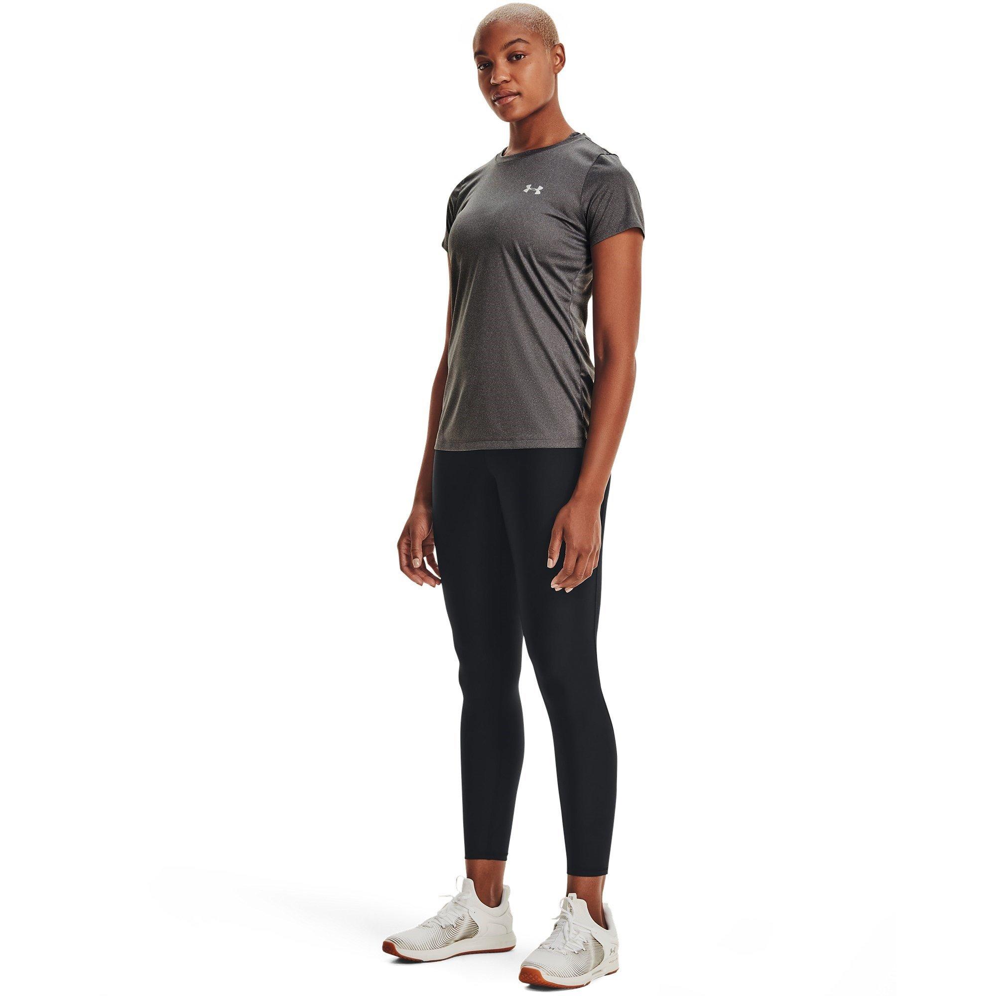 Crbon Hthr/Silv - Under Armour - Velocity Solid Crew Womens T Shirt - 4