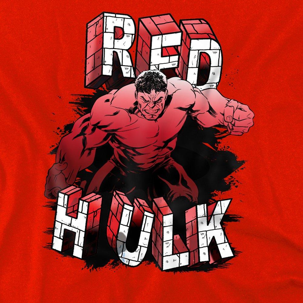 Red - Marvel - Marvel Red Hulk Bricks Youth Kids Pull-Over Hoodie - 2