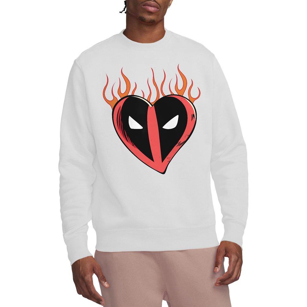White - Marvel - Deadpool Flaming Heart Logo Sweatshirt White - 1