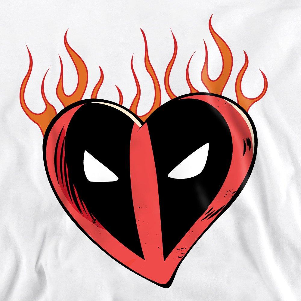 White - Marvel - Deadpool Flaming Heart Logo Sweatshirt White - 2