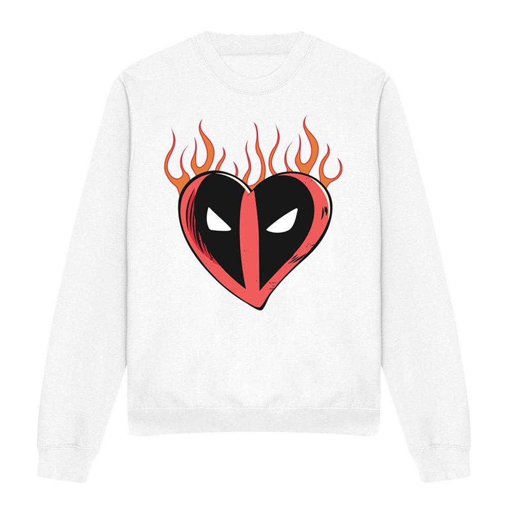 White - Marvel - Deadpool Flaming Heart Logo Sweatshirt White - 4