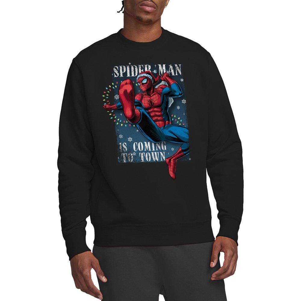 Black - Marvel - Spiderman Is Coming To Town Sweatshirt Black - 1