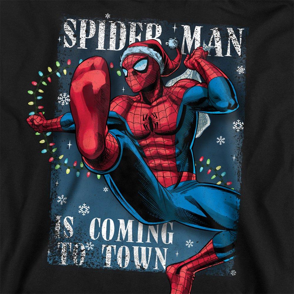 Black - Marvel - Spiderman Is Coming To Town Sweatshirt Black - 2