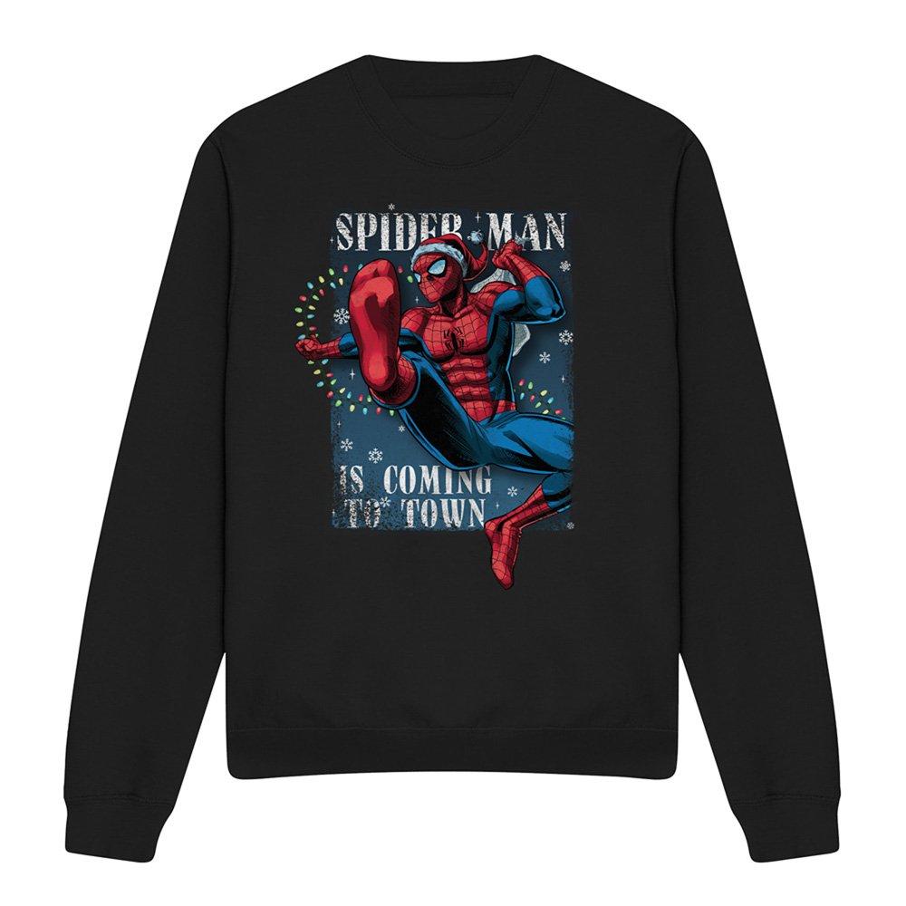 Black - Marvel - Spiderman Is Coming To Town Sweatshirt Black - 4