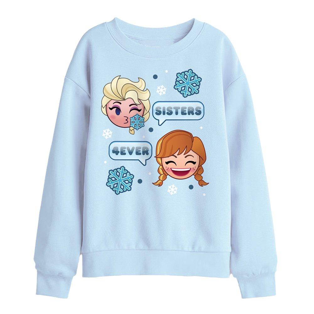 Light Blue - Disney - Elsa And Anna Emoji Kids Sweatshirt Light Blue - 1