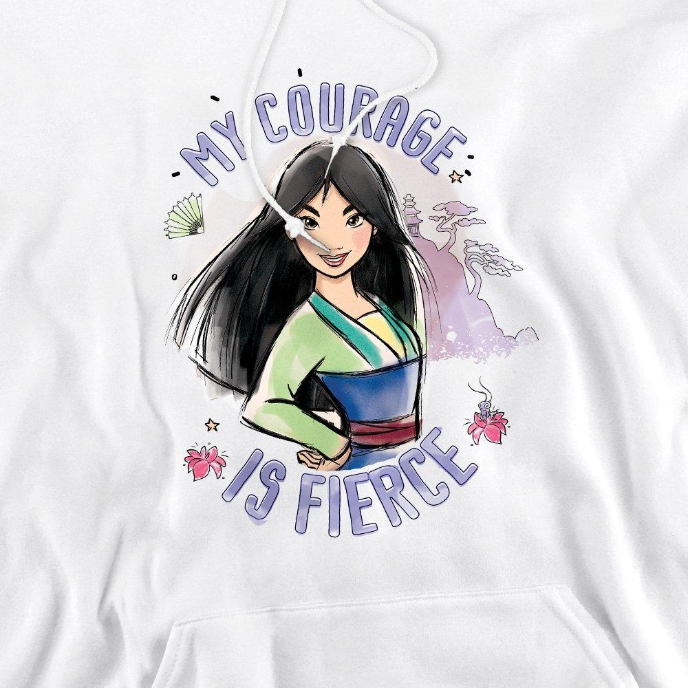 White - Disney - Mulan My Courage is Fierce Mens Hoodie White - 2