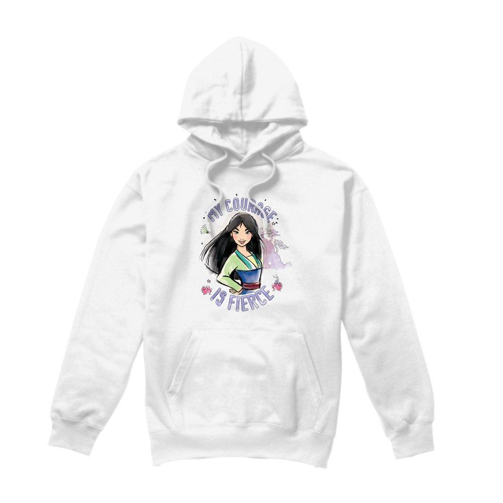 White - Disney - Mulan My Courage is Fierce Mens Hoodie White - 4