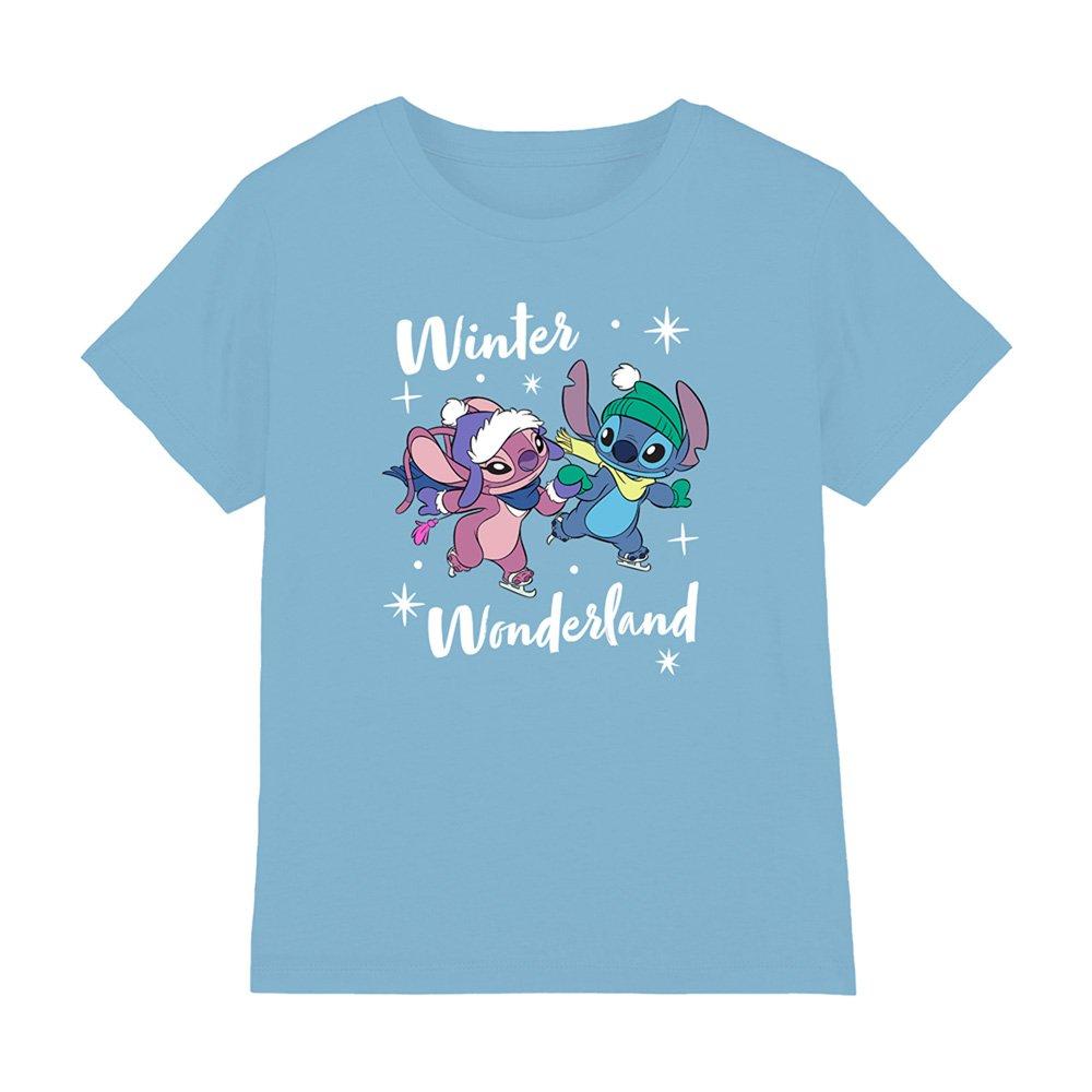 Light Blue - Disney - Stitch And Angel Ice Skating T-Shirt - 1