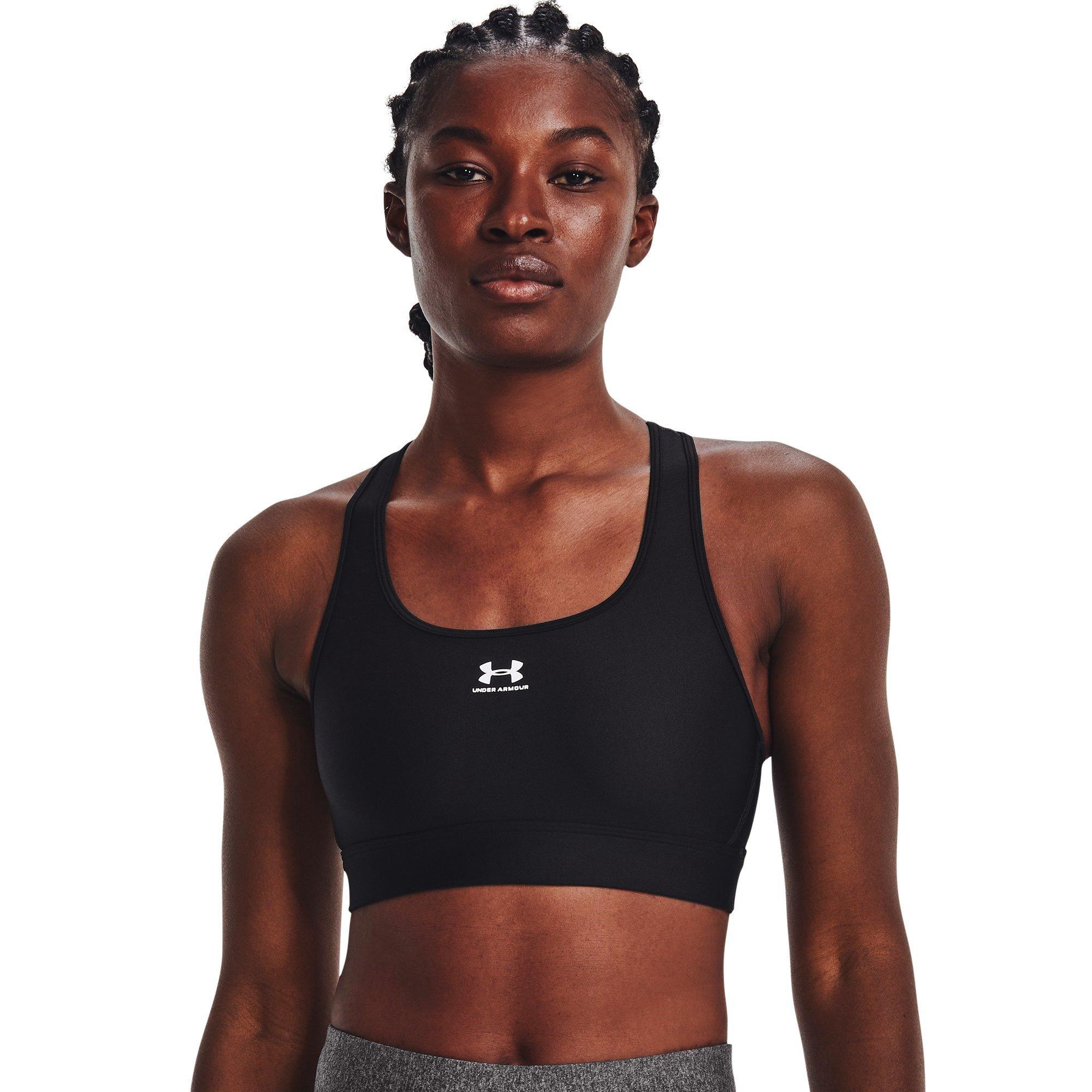 Zwart/Wit - Under Armour - HeatGear Armour Mid Padless Sports Bra Womens - 3