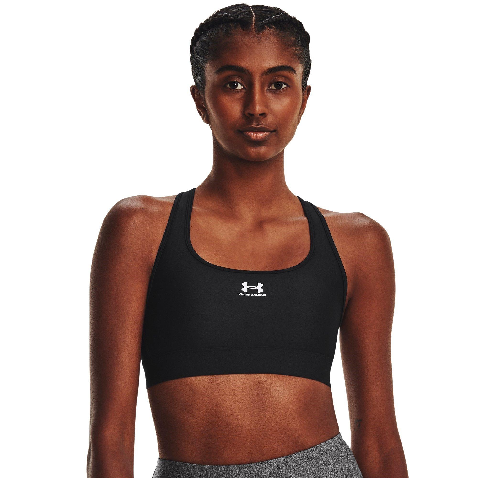 Zwart/Wit - Under Armour - HeatGear Armour Mid Padless Sports Bra Womens - 5