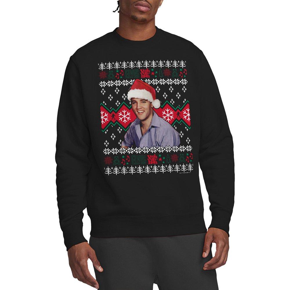 Black - Elvis Presley - Elvis Ugly Christmas Sweater Sweatshirt Black - 1