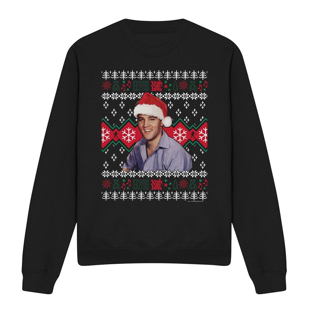 Black - Elvis Presley - Elvis Ugly Christmas Sweater Sweatshirt Black - 4
