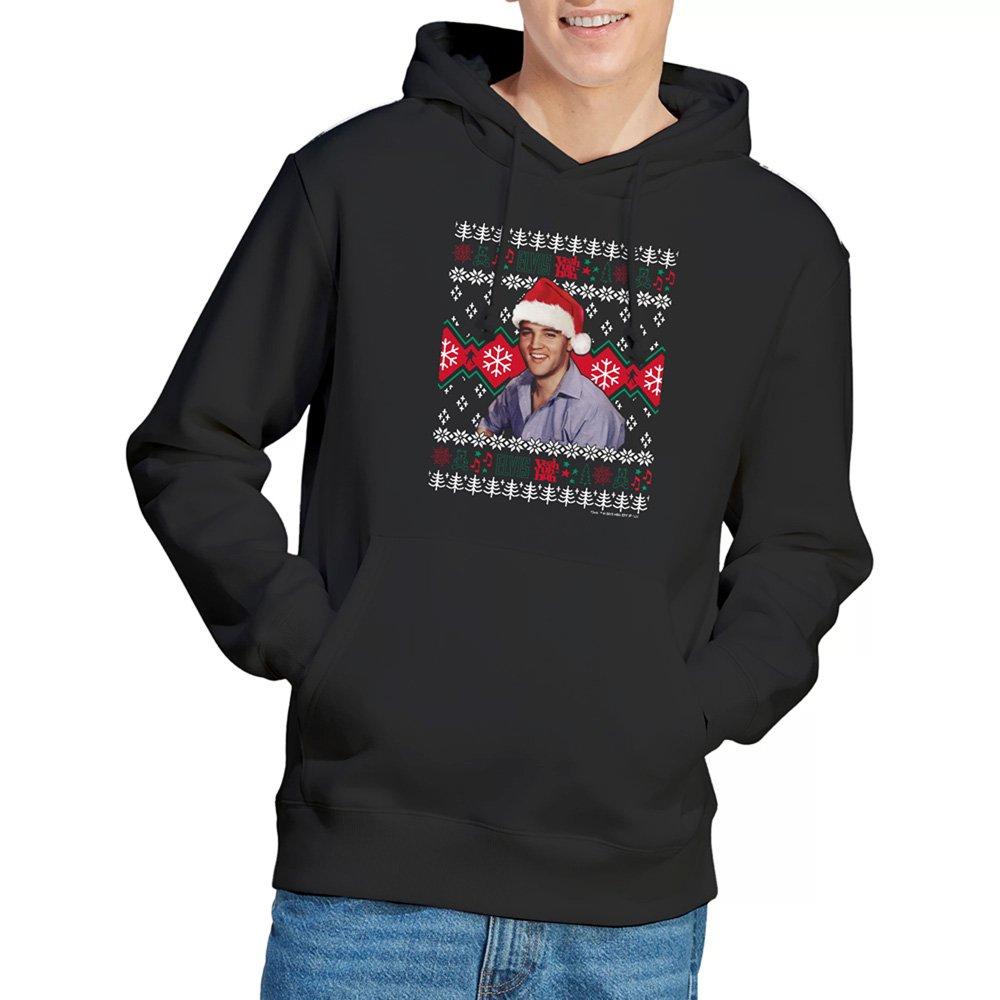 Black - Elvis Presley - Elvis Ugly Christmas Sweater Hoodie Black - 1