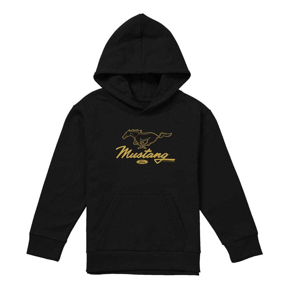 Black - Ford - Ford Mustang Pony Script Youth Pull-Over Hoodie B - 1