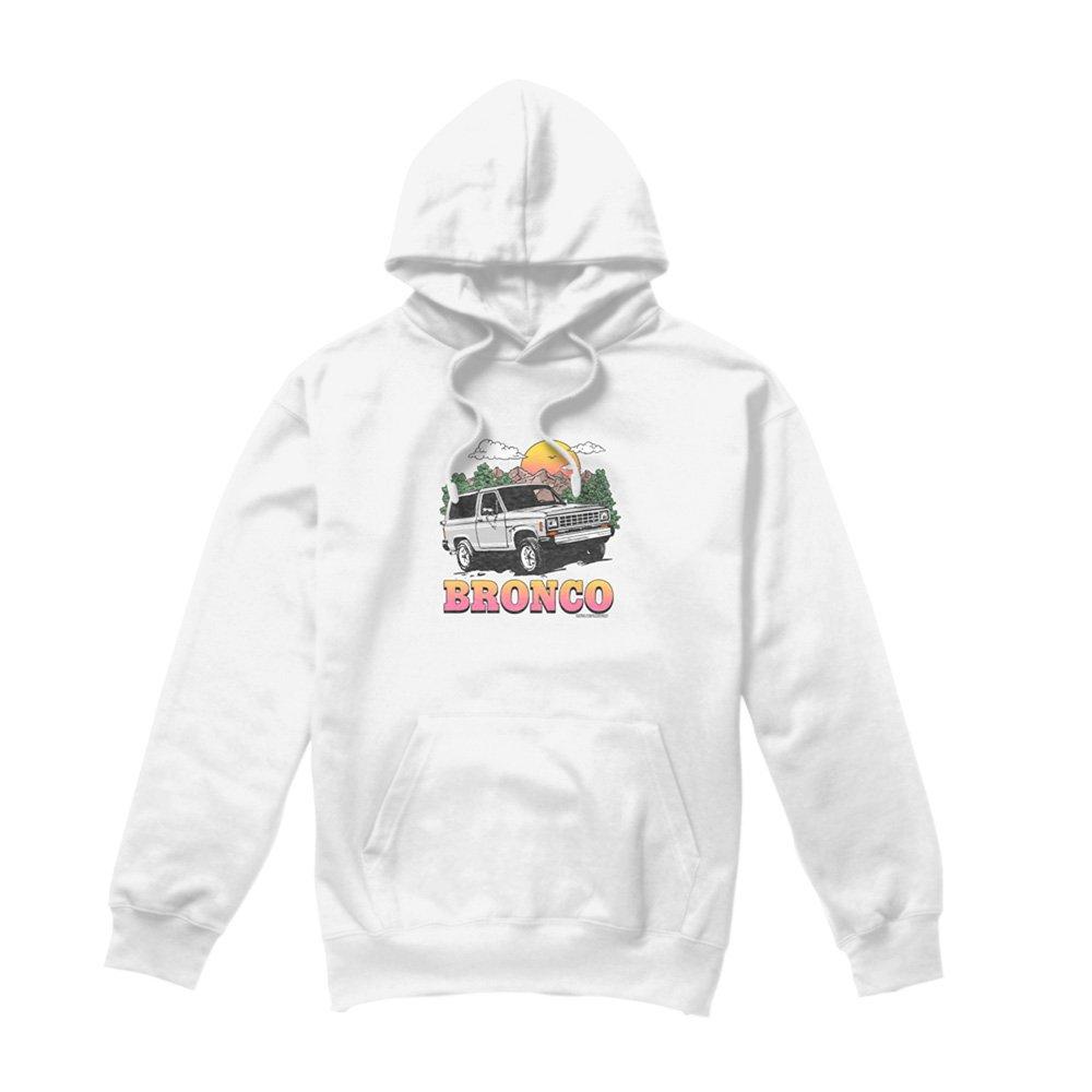 White - Ford - Ford Bronco In The Mountains Hoodie White - 4