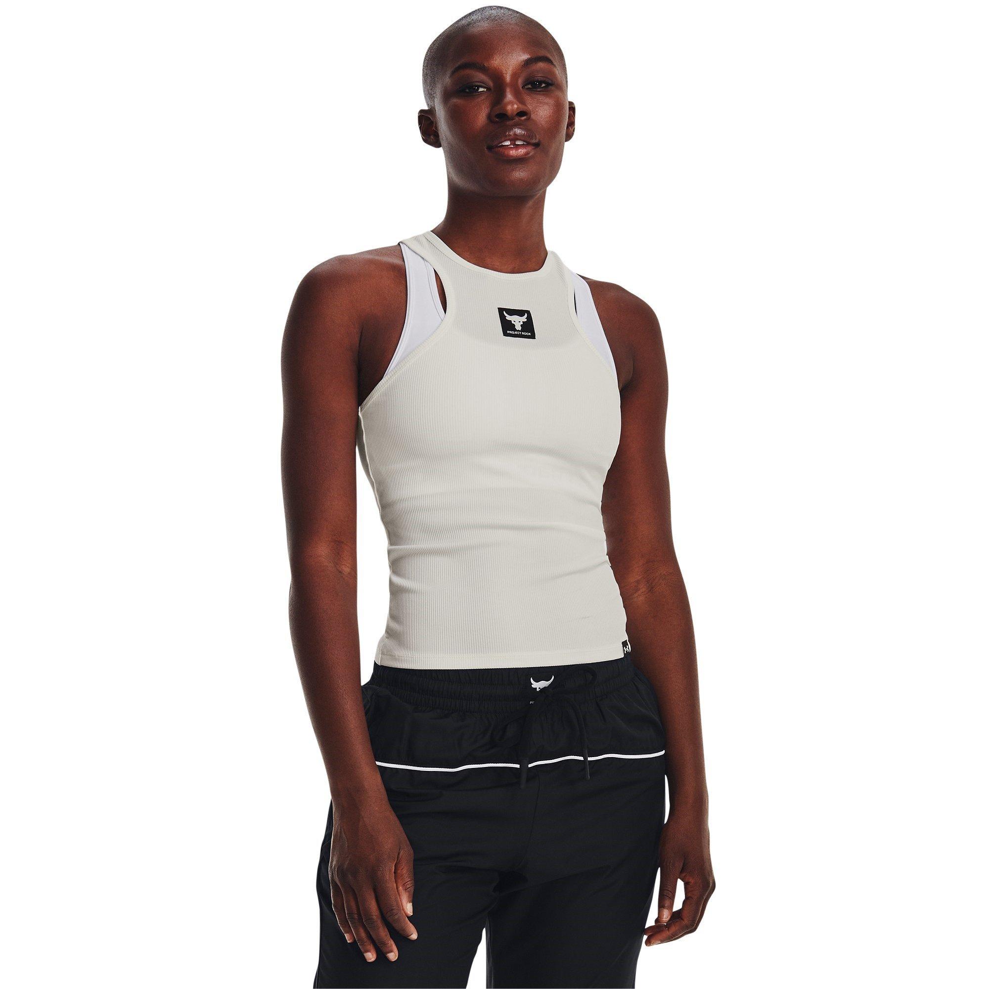 Ivory/Black - Under Armour - Project Rock Rib Tank Womens - 2
