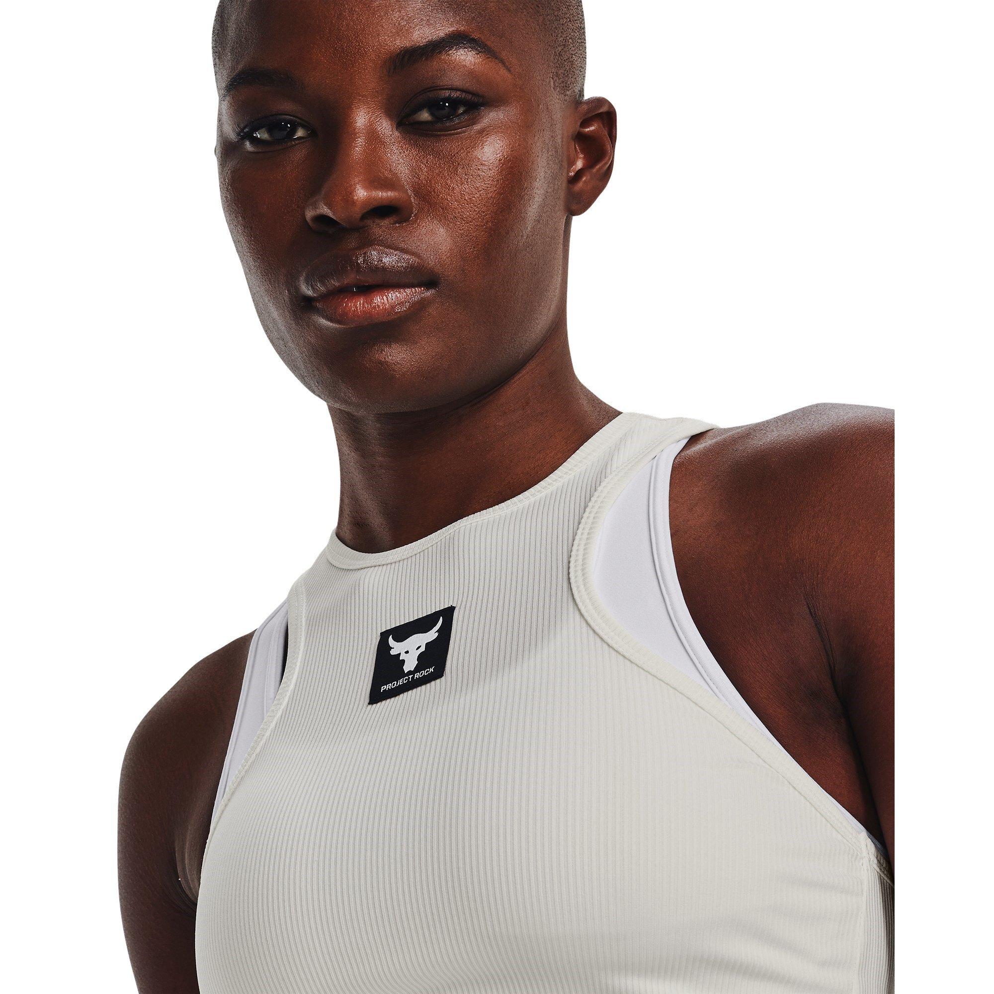 Ivory/Black - Under Armour - Project Rock Rib Tank Womens - 5