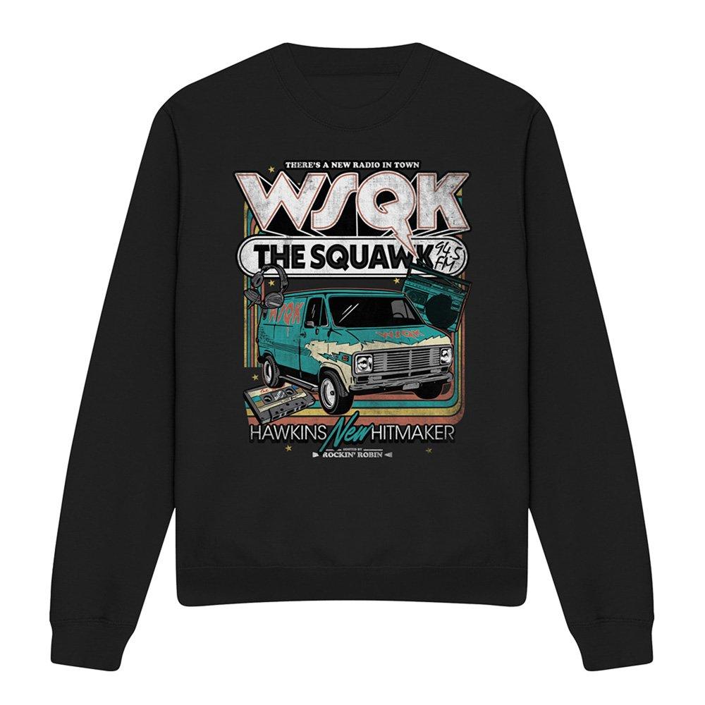 Black - Stranger Things - Stranger Things Wsqk The Squawk Retro Sweatshirt - 4