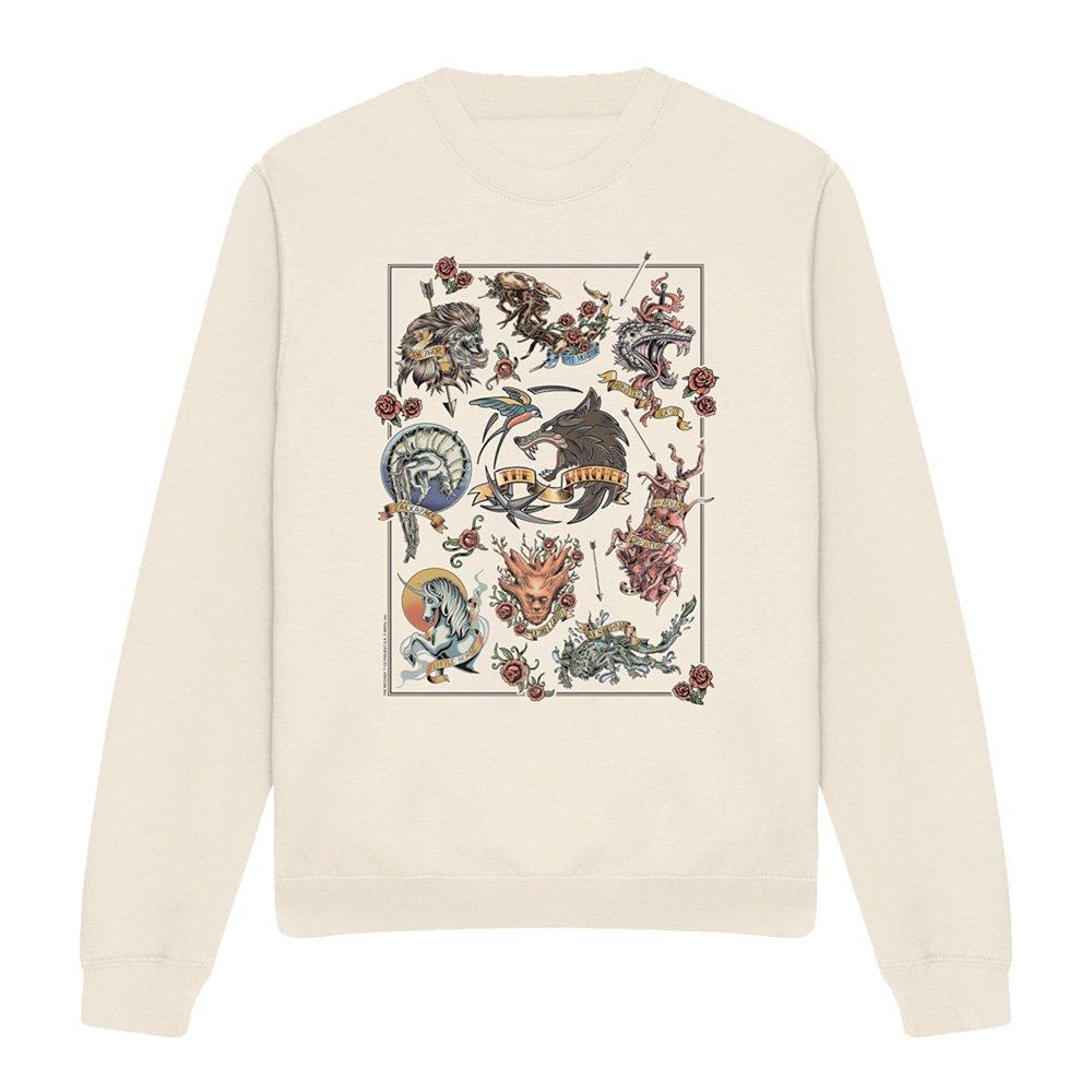 Beige - The Witcher - The Witcher Monster Tattoo Flash Sweatshirt Natur - 4