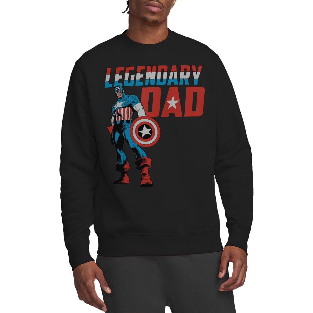 Captain America Men's Fathers Day Legendary Dad Sweatsh - Black - S