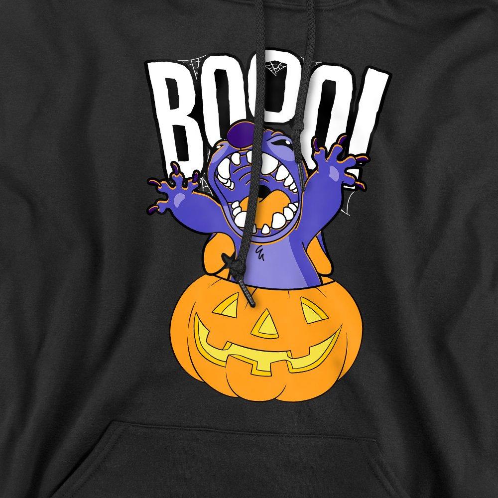 Black - Disney - Lilo & Stitch Laughing Pumpkin Mens Hoodie Black - 2
