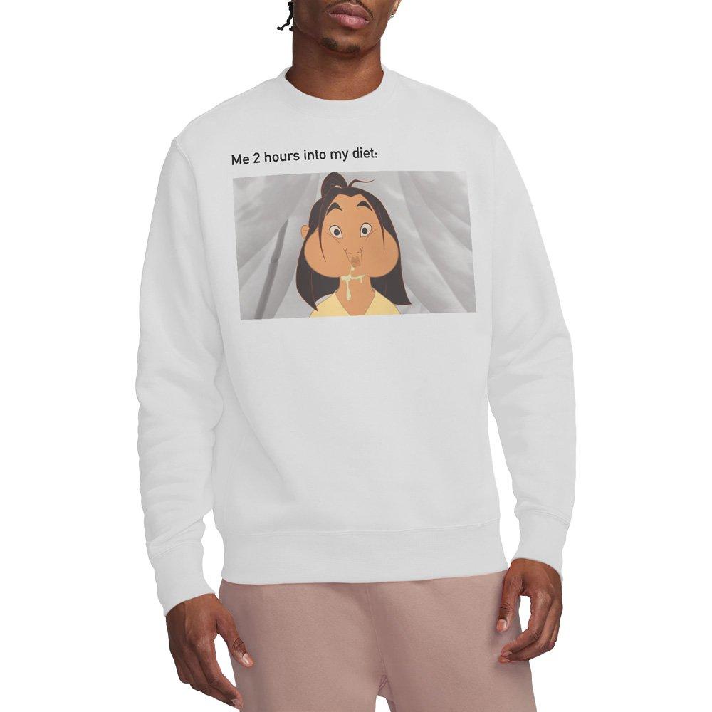 White - Disney - Mulan Diet Fail Meme Sweatshirt White - 1