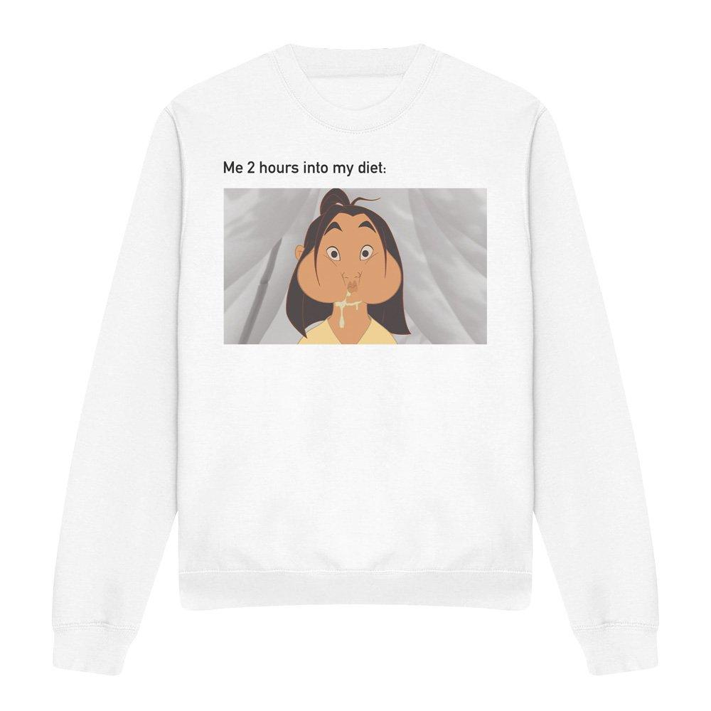 White - Disney - Mulan Diet Fail Meme Sweatshirt White - 4