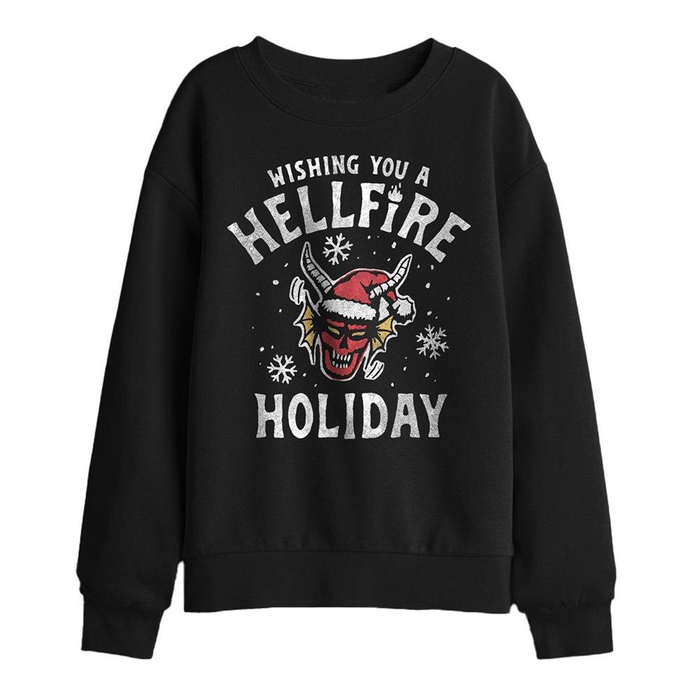 Black - Stranger Things - Stranger Things Hellfire Holiday Kids Sweatshirt - 1