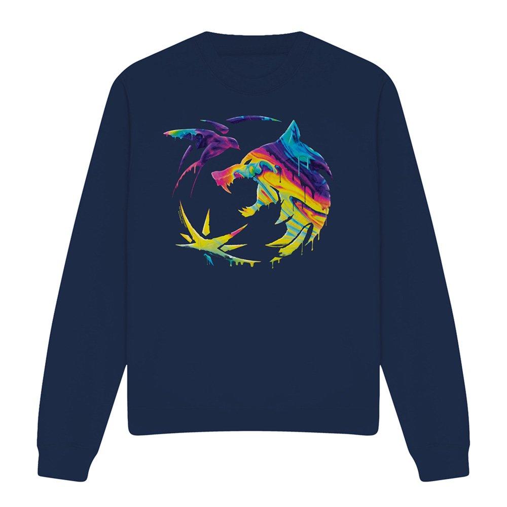 Navy - The Witcher - The Witcher Rainbow Paint Crest Sweatshirt Navy - 4