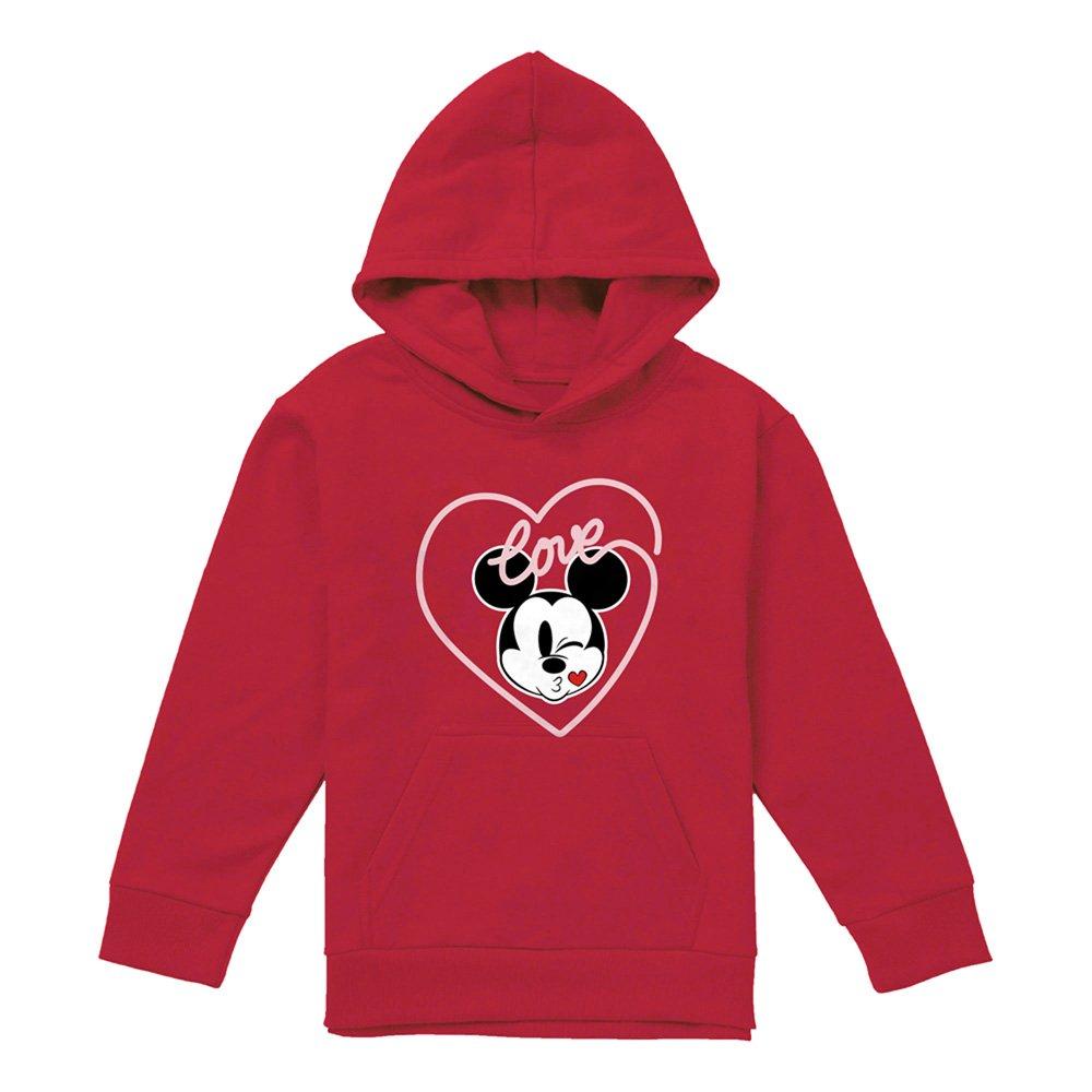 Red - Disney - Mickey Love Kiss Youth Kids Pull-Over Hoodie Red - 1