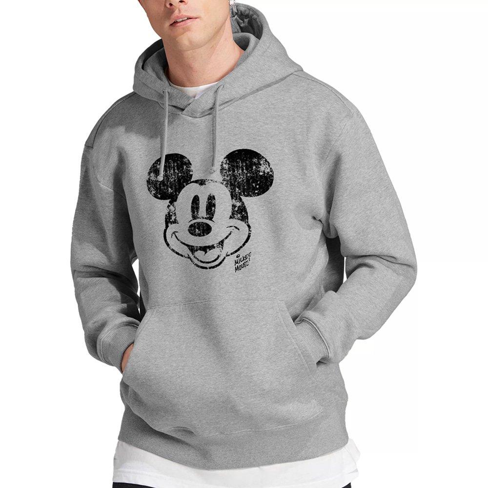 Light Grey - Disney - Mickey Face Distress Hoodie Athletic Heather - 1