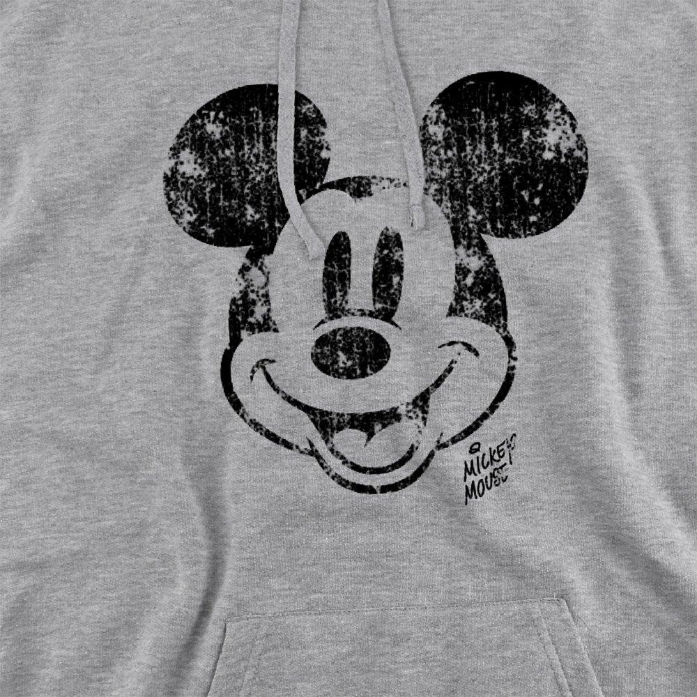 Light Grey - Disney - Mickey Face Distress Hoodie Athletic Heather - 2