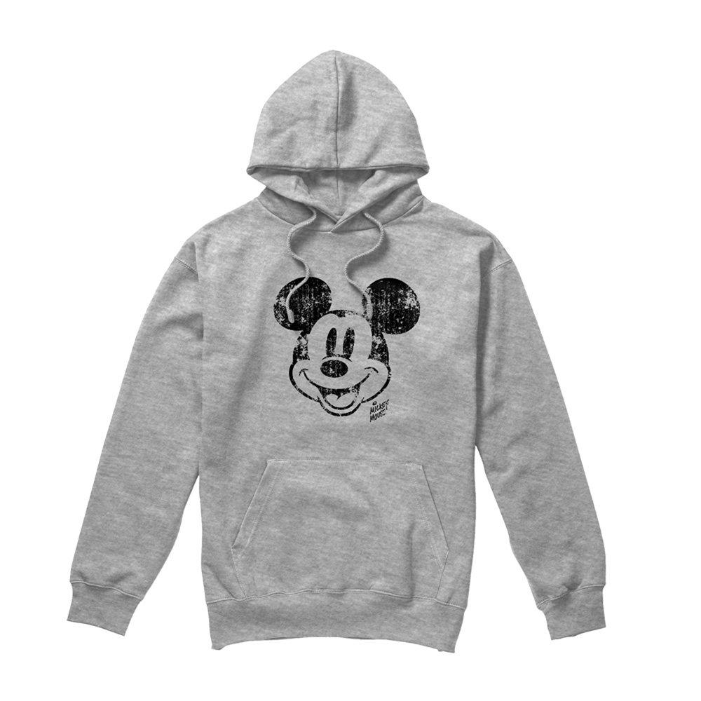 Light Grey - Disney - Mickey Face Distress Hoodie Athletic Heather - 4