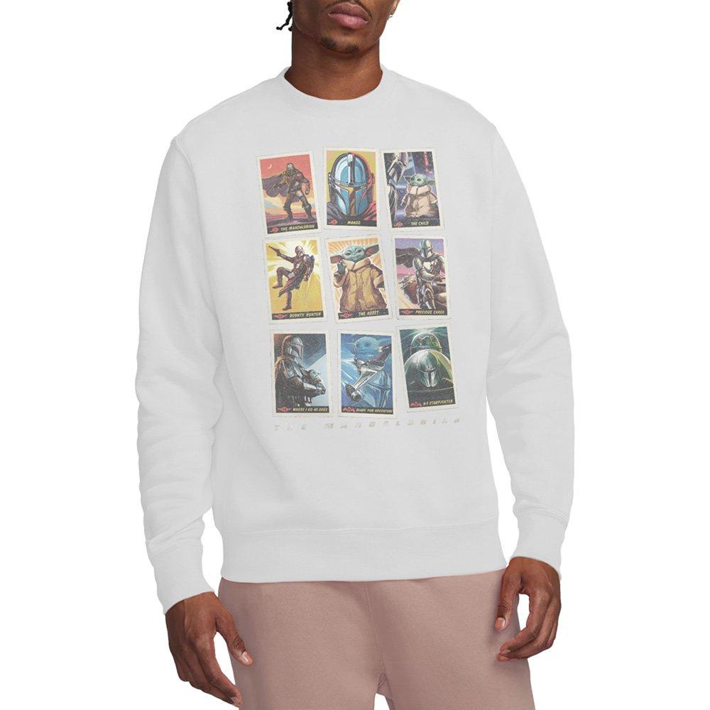White - Star Wars - The Mandalorian Distressed Trading Card Grid Sweat - 1