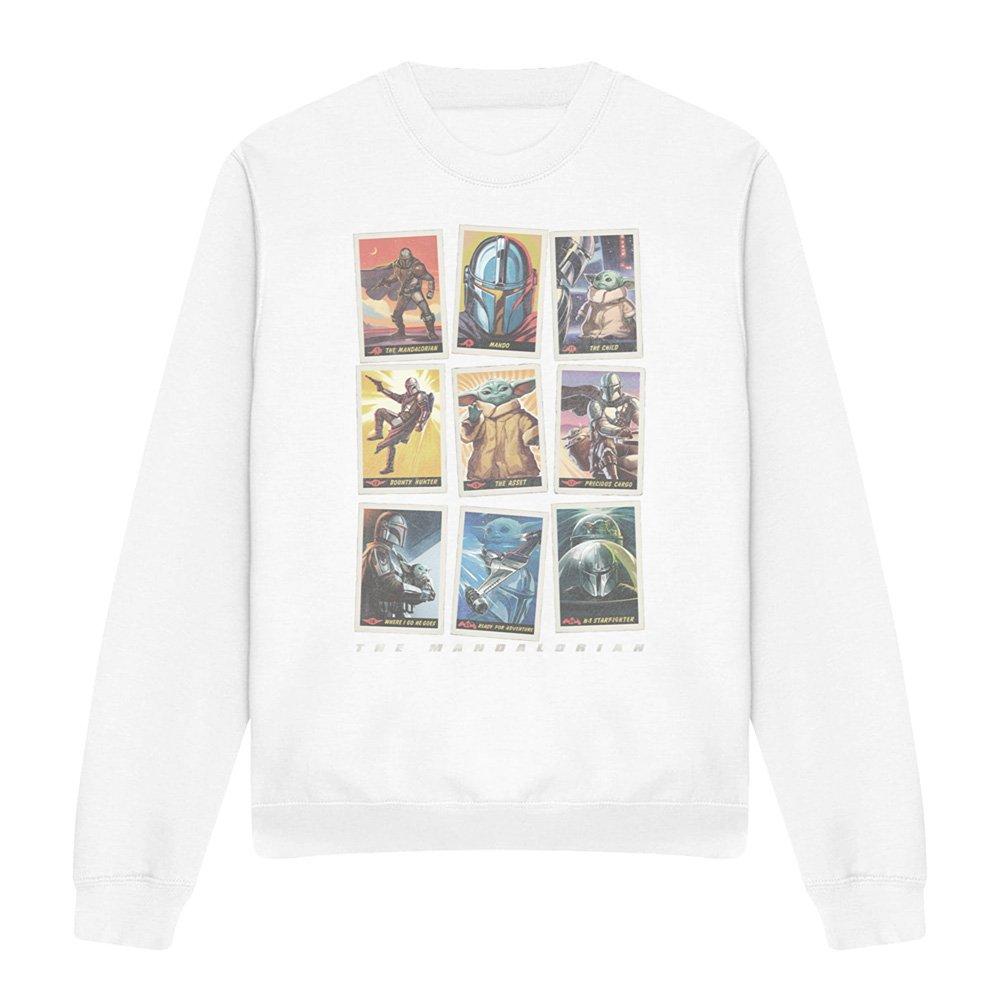 White - Star Wars - The Mandalorian Distressed Trading Card Grid Sweat - 4