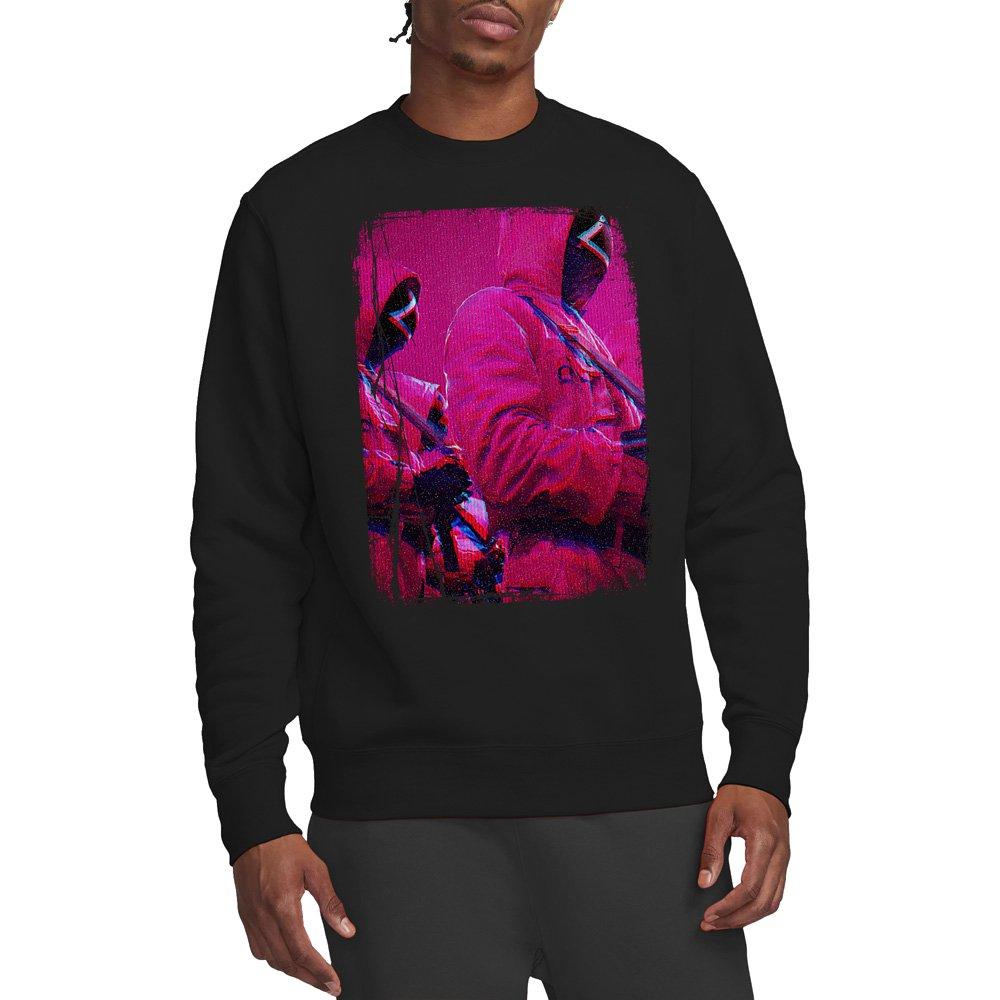 Squid Game Men's Guards Tv Screen Sweatshirt Black - L