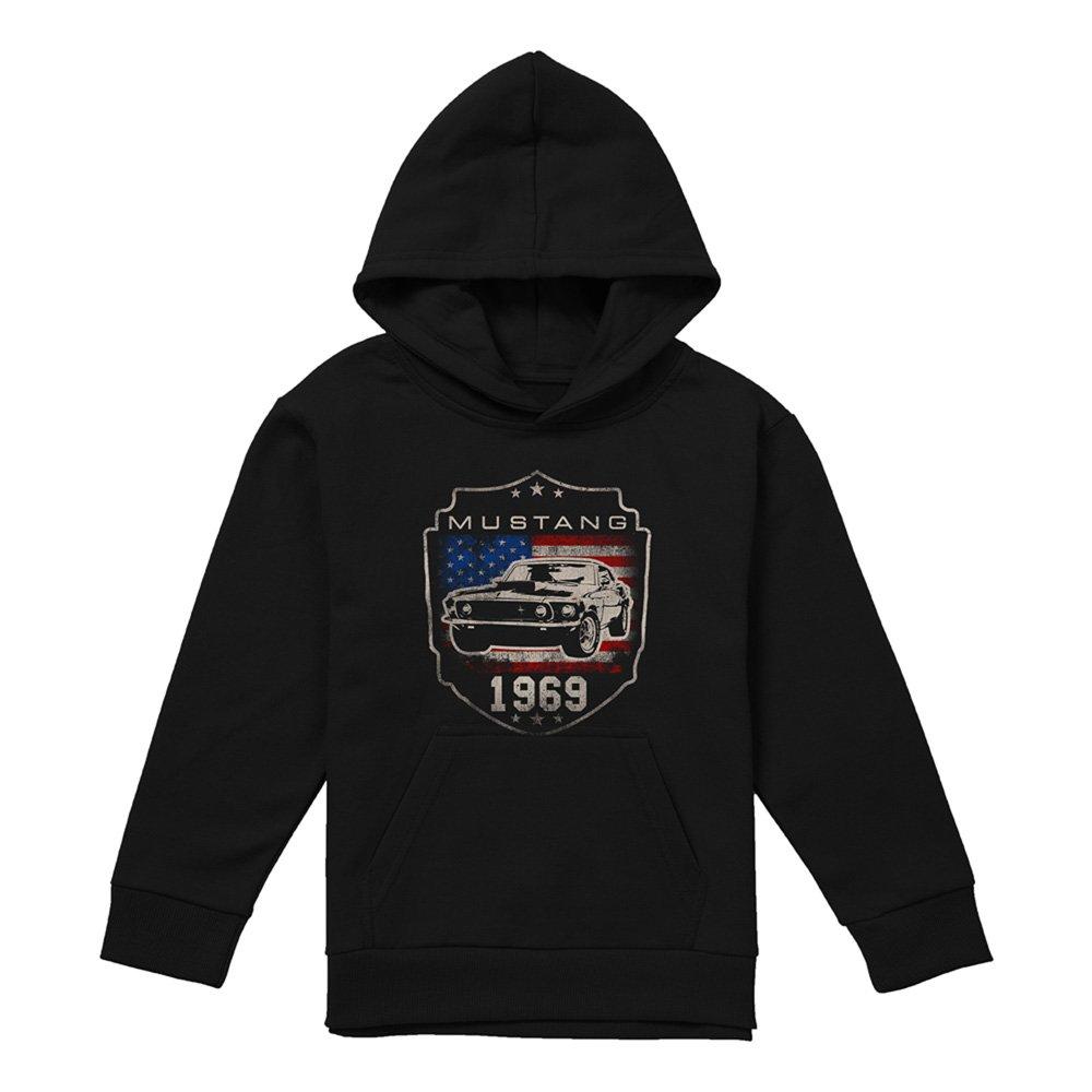 Black - Ford - Ford Mustang 1969 Flag Youth Pull-Over Hoodie Bla - 1