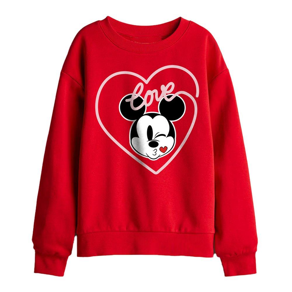 Red - Disney - Mickey Love Kiss Kids Sweatshirt Red - 1