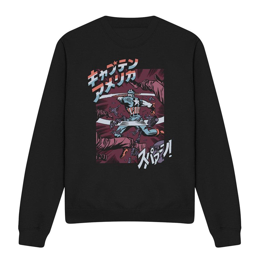 Black - Marvel - Captain America Retro Japanese Strike Sweatshirt - 4