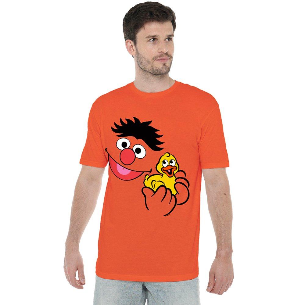 Orange - Sesame Street - Sesame Street Ernie Holding Rubber Duckie T Shirt - 1