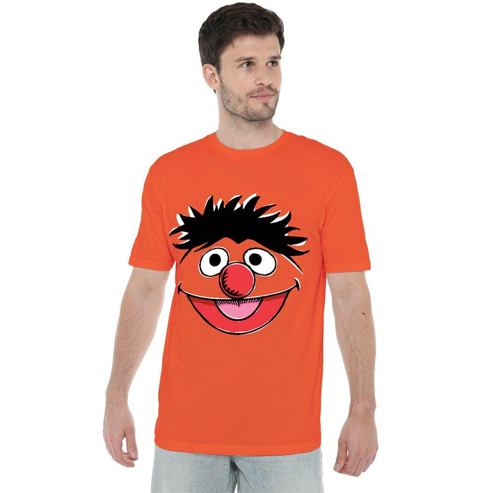 Orange - Sesame Street - Sesame Street Ernie Retro Sketch Face T Shirt Ora - 1