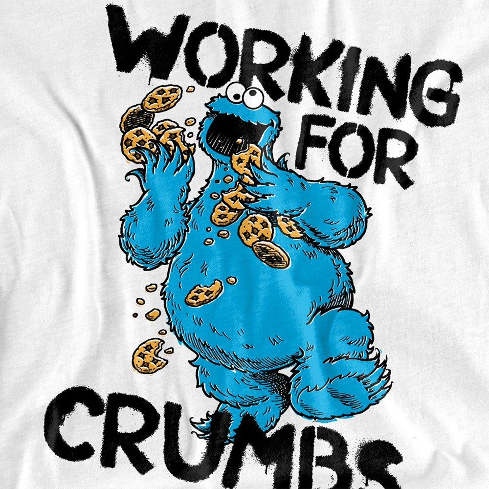 White - Sesame Street - Sesame Street Cookie Monster Working For Crumbs T - 2