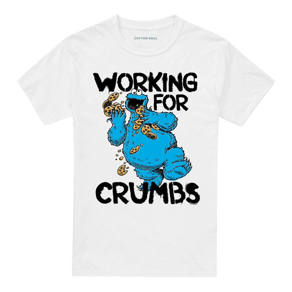 White - Sesame Street - Sesame Street Cookie Monster Working For Crumbs T - 4