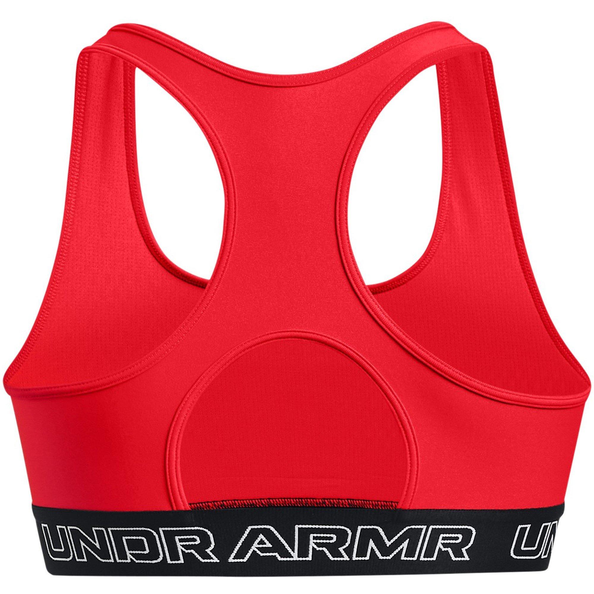 Red - Under Armour - Armour Ua Authentics Mid Padless Medium Impact Sports Bra Womens - 2