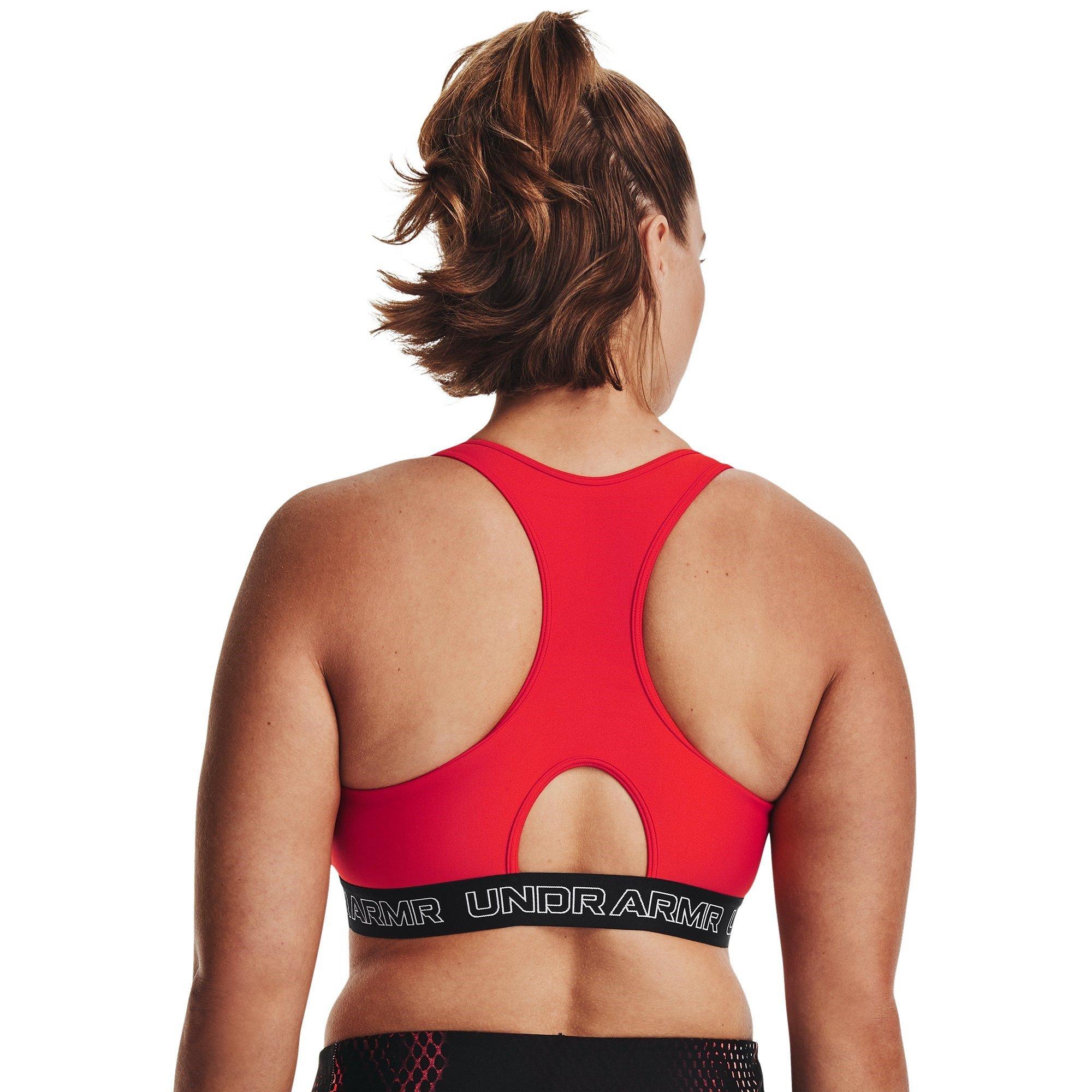 Red - Under Armour - Armour Ua Authentics Mid Padless Medium Impact Sports Bra Womens - 12