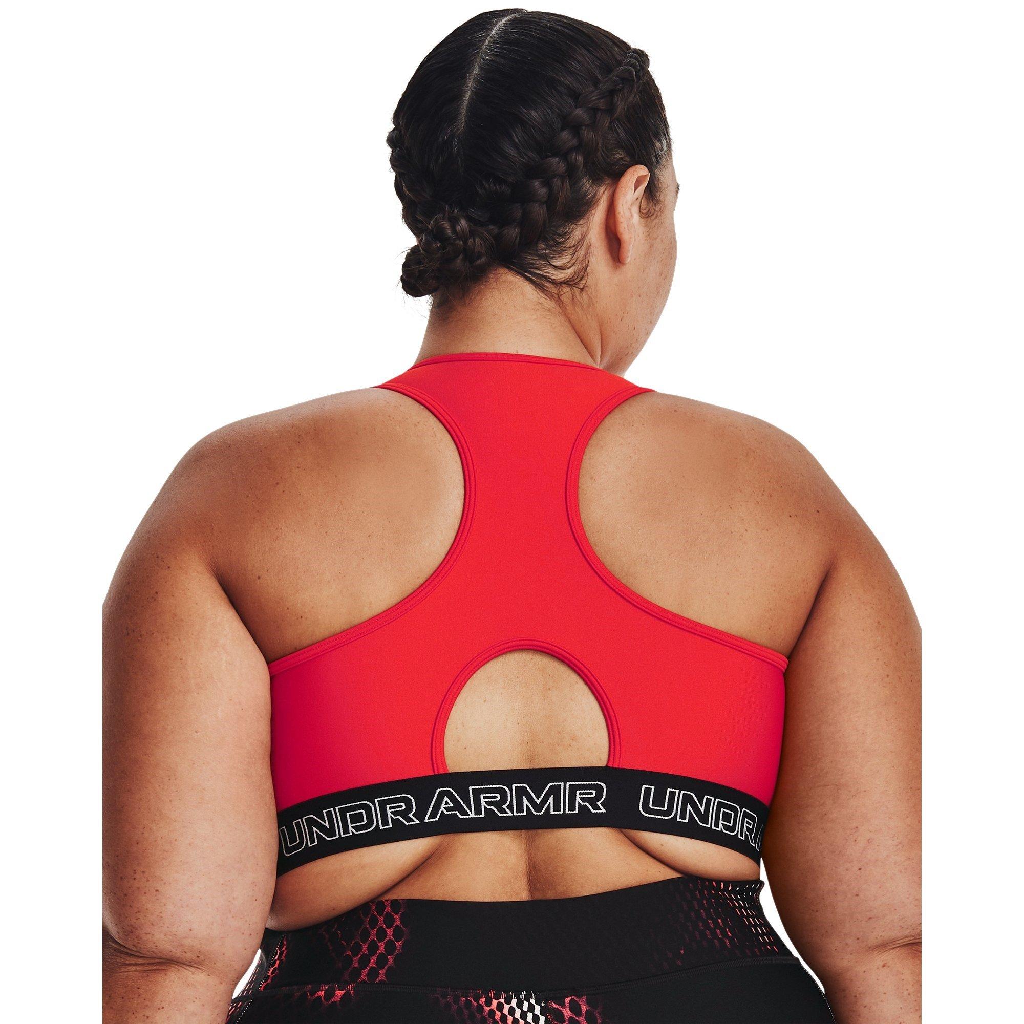 Red - Under Armour - Armour Ua Authentics Mid Padless Medium Impact Sports Bra Womens - 14