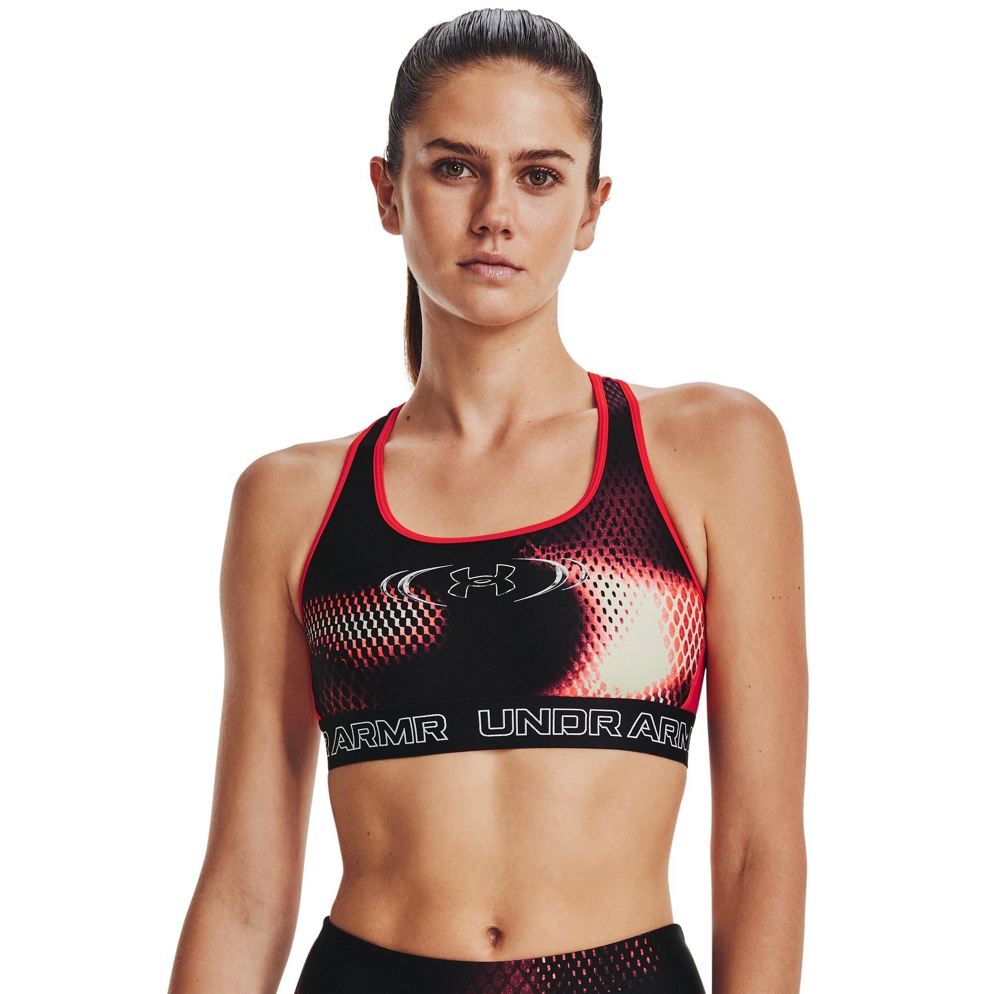 Red - Under Armour - Armour Ua Authentics Mid Padless Medium Impact Sports Bra Womens - 3