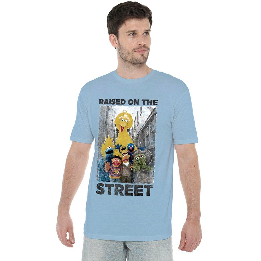Light Blue - Sesame Street - Sesame Street Distressed Raised On The Street T Sh - 1