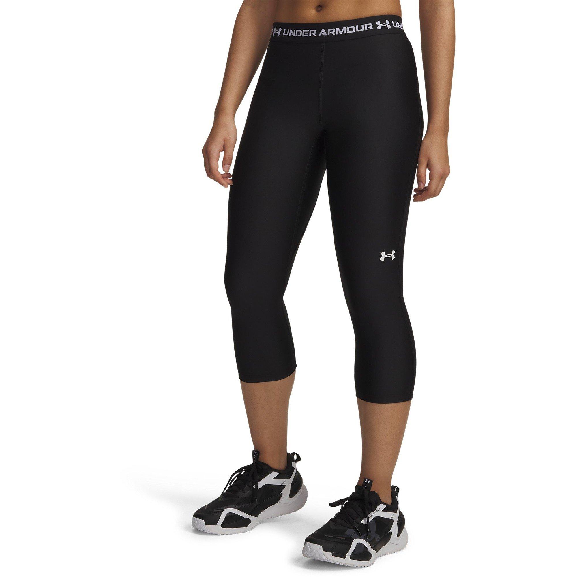 Black/White - Under Armour - Women's HeatGear 3/4 Capri - 1