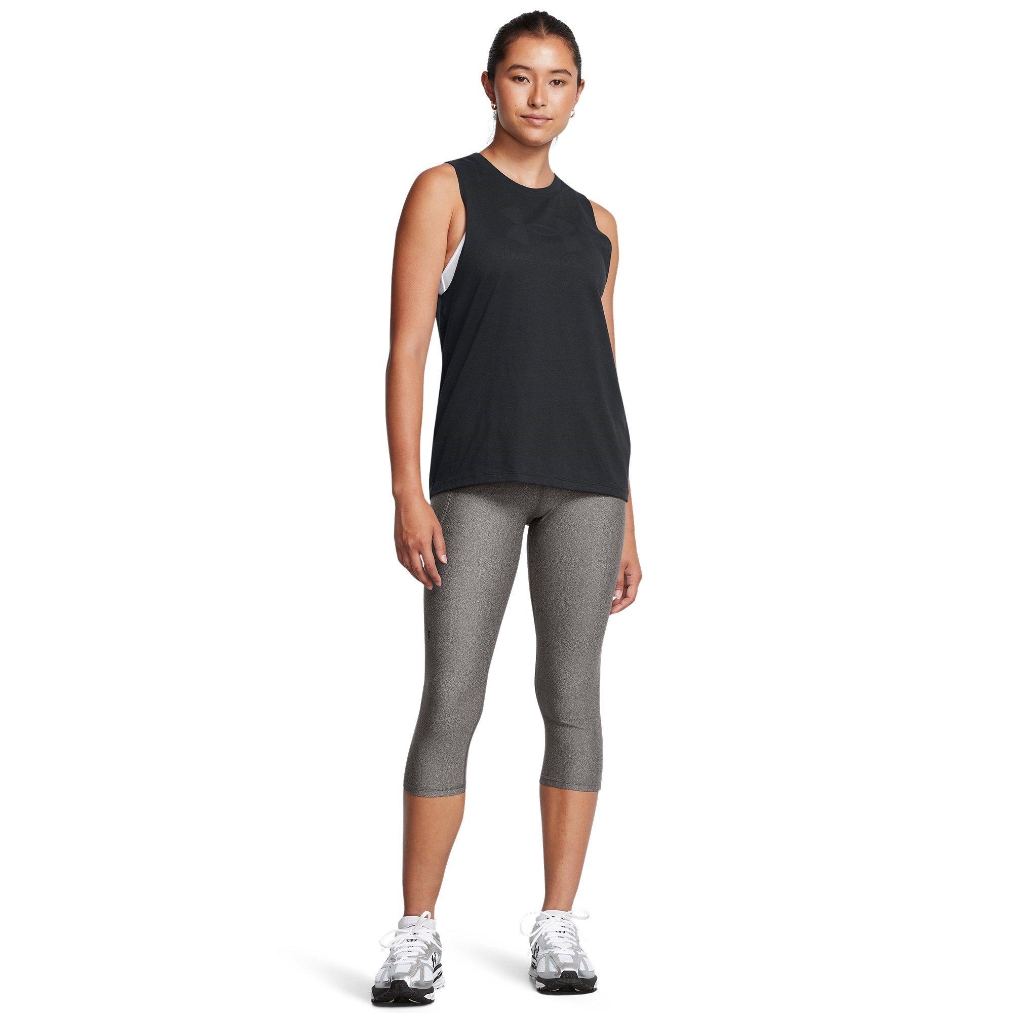 Charcoal/Blk - Under Armour - Heat Gear No Slip Womens Performance Capris - 4